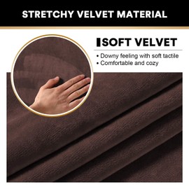 2 Pcs Real Velevt Stretch Armrest Covers Anti-Slip Furniture Protector Soft Velvet Armchair Armrest Cover Slipcovers for Sofa, Brown