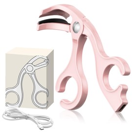 LOMUG Elektrische Wimpernzange Mit Heizfunktion, Präzisions-Wimpernzange Ohne Seitenrahmen Mit 65°C Hitze & 2-in-1 Tragbare Wimpernzange - Kein Kneifen Oder Ziehen Für Alle Wimpernformen (Rosa)