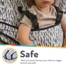 Nuby On The Go Toddler Portable Travel Chair for Babies and Toddlers - 5 Point Safety Adjustable Straps - 6+ Months - Folds into a Storage Bag, Brush Strokes