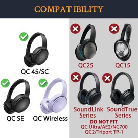 SOULWIT Replacement Headband Pad Kit for Bose QuietComfort 45 (QC45)/QuietComfort SE (QC SE)/New Quiet Comfort Wireless Headphones, Easy DIY Installation (Chilled Lilac)