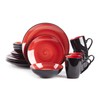 HomeVss Sonoma 16 Piece Stoneware Dinner Set Red, Outside Black