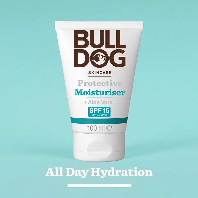 BULLDOG SKINCARE Protective Moisturiser SPF 15 100ml, Enriched with Aloe