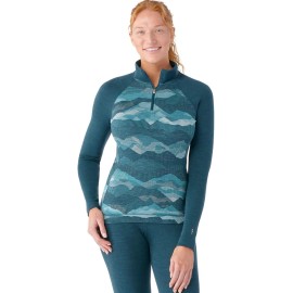 SmartWool Women's SMARTWOOL Classic Thermal Merino Base Layer XSmall Zip Top BLUE MOUNTAIN