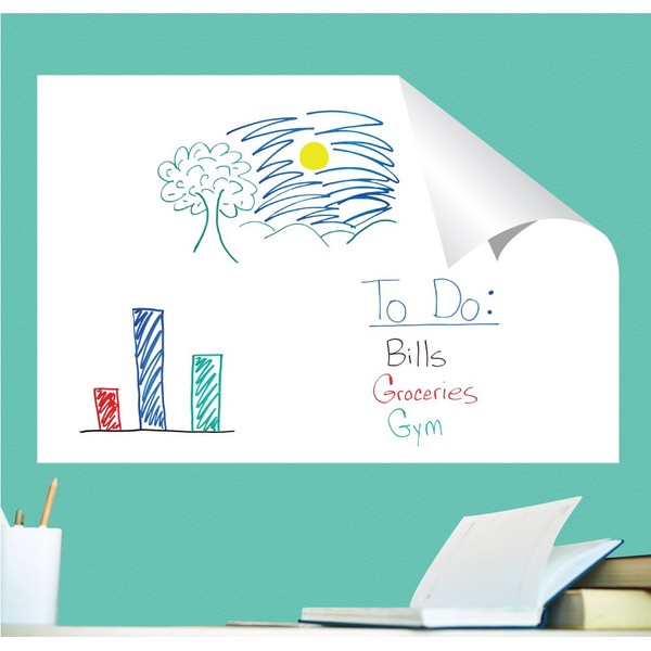 Everase Re-Stic Dry Erase Self-Adhesive Peel & Stick Surface, (48