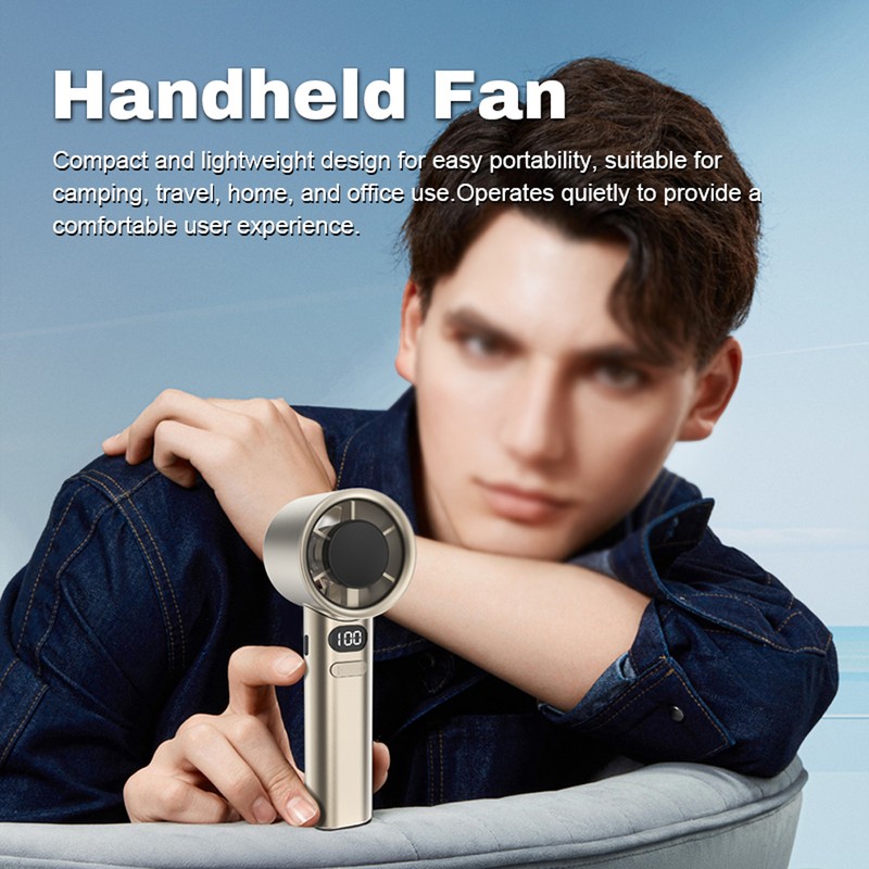 Handheld Fan High-Speed Portable Turbofan USB Rechargeable Electric Fan with