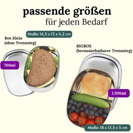 Kjomizo Do dotty Box pollution-free stainless steel lunch box (16.5 x 12 x 4 cm) with divider and Velcro for customisation for kindergarten and school