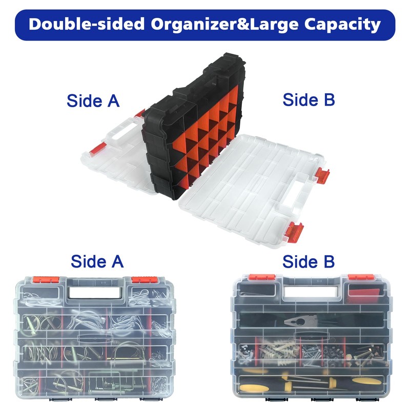 Tools Organizer Box Small Parts Storage Box 50-Compartment Double Side
