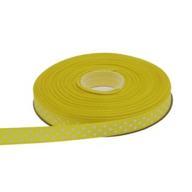 DXEUD Cinta de grogrén de lunares de 25 yardas cada rollo, 100% poliéster (3/8 pulgadas, amarillo)