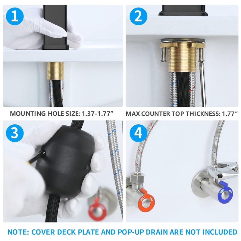HANLIAN Single Hole Pull Out Faucet for Bathroom Sink, Black
