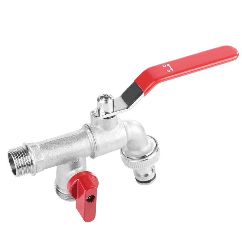 90 Degree Double Valve Water Tap 1/2" Brass Faucet Home