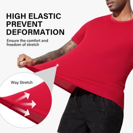 Arjen Kroos Men's Quick Dry Fit Running T-Shirts 4 Pack Activewear Gym Shirts Breathable Workout Undershirts,Black/White/RED/Blue,X-Large