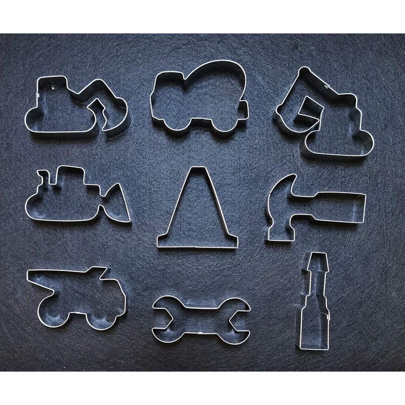 Construction Cookie Cutter Set-3 Inches-9 Piece- Excavator Digger Bulldozer Dump