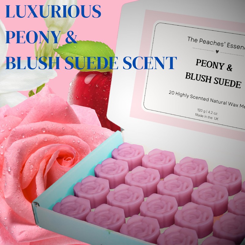 Peony & Blush Suede Wax Melts: Highly Scented Flower-Shaped 20