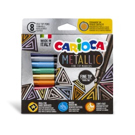 Box with 8 metallic felt pens, fine tip, different colours, Carioca