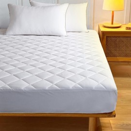 AR Ware Quilted Single Mattress Protector, Breathable - Anti allergy Mattress Topper 90x190 cm, Washable Fitted Deep Pockets Mattress Bed Cover 30cm (White)