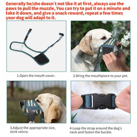 HEELE Dog Muzzle,Soft Nylon Muzzle Anti Biting Barking Chewing,Air Mesh Breathable Drinkable Adjustable Loop Pets Muzzle for Small Medium Large Dogs 4 Colors 4 Sizes (P-Green Valley, L)