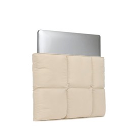 canvaslife Puffy Laptop Sleeve 14 Inch 14.4 Inch, Quilted Puffer Laptop Case for Women, Pillow Case Compatible for 14.1 inch,MacBook Pro Air 14", 14 inch and 14 inch-14.4 inch Laptop (Beige)