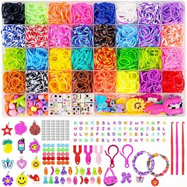 Kit para Hacer Pulseras, 2700+ Kit de Pulseras para Niña, Juego de Bandas de Goma Elástica DIY,Rubber Bands Bracelet de Telar Colorido, Juguetes para Niñas 6-7 años, Regalo para Niños de 7 a 12 años