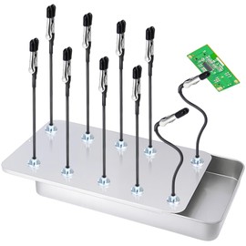 KIBBEH Third Hand Soldering with Magnetic Base, 10 Third Hand Soldering and 1 Iron Box as Base, Soldering Aid Third Hand, Flexible Gooseneck Metal Arms, Board Holder