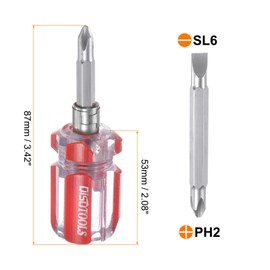 QUARKZMAN Pack of 2 Short Screwdrivers PH2 Phillips SL6 Flat Head Stubby Magnetic CR-V Screwdriver 2 in 1 Pocket Tip Slotted Mini Phillips Screwdriver for DIY Repair