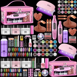 Acrylic Nail Kit for Beginners with Everything in Gift Makeup Bag Rose Pink
