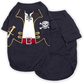 Parisian Pet Captain Sparrow Dog Shirt - Embroidered Pirate Costume - 100% Cotton & Polyester - Sleeved Black Dog Shirt - XL Pet Costume