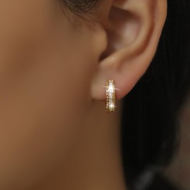 QueenBee 14K Gold Zirconia Hoop Earrings for Women – Gold and Silver Cubic Zirconia, Hoops, Trendy Accessories, Valentine's Day and Mother's Day Gift