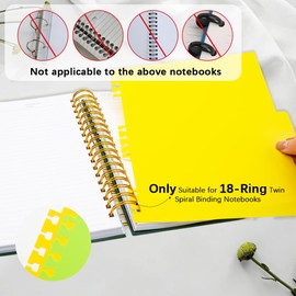 5 Pack Notebook Dividers, Colorful Durable PVC Movable Dividers, Blank Tabbed Dividers, Only Suitable for 18-Ring Twin Spiral Binding Notebooks for School Office and Home Organization (7.28"x9.8")