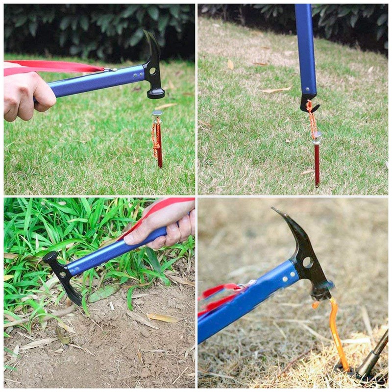 iwobi Multifunctional High Carbon Steel Camping Wooden Hammer for Pegs