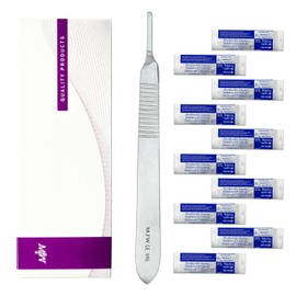 MJW Scalpel Handle No.3 with 10 Pieces Scalpel Cutting Edge #10, Perfect for Hobby Arts, Crafts and Grafting Tool, Performance Dermaplaning Handle, Pocket Craft Scalpel