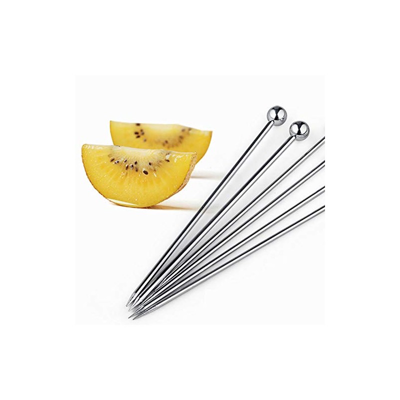 Waterstone Stainless steel Cocktail Picks, Professional 4" Fruit Stick Toothpicks(Set
