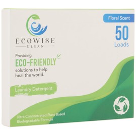 Ecowise Clean, Laundry Detergent Sheets Eco-Friendly Strips, Concentrated Biodegradable Washer Sheets (Floral, 50 Count (Pack of 50))