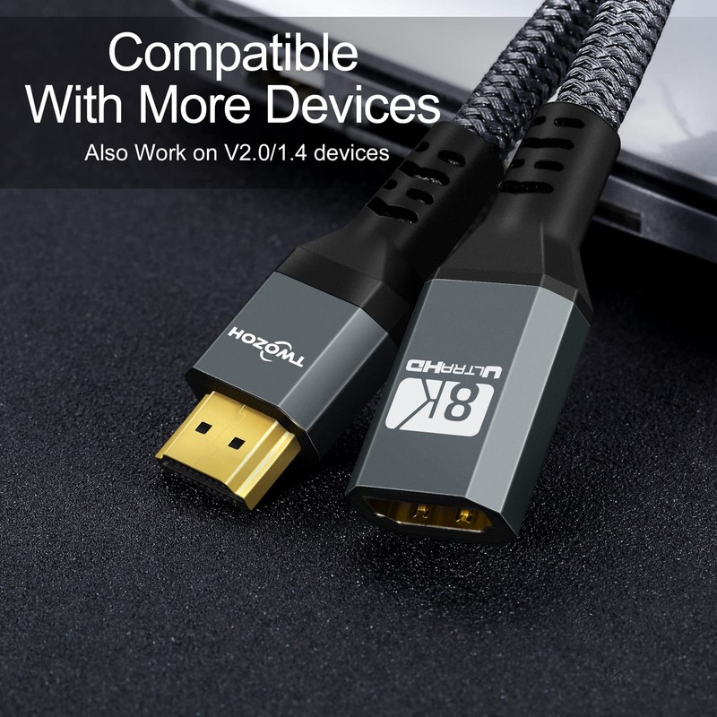 Twozoh Cable de extensión HDMI de 8K 1.5M, Cable HDMI