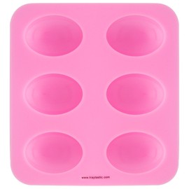 Traytastic! Silicone Oval Soap Mold (6 Cavity) for Pebble Shape Mold for DIY Crafts & Soap Bar Making