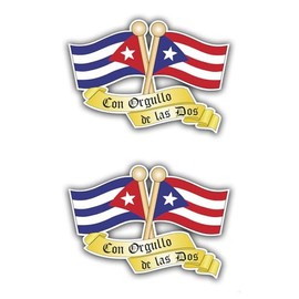 Set of 2 Puerto Rico & Cuba Flag 5.25"x3.75" Decal for Car Truck Window USA Sticker (Puerto Rico & Cuba)