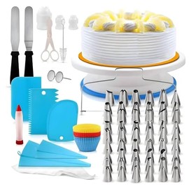 Reposteria, 106Pcs Kit de Pasteleria Reutilizable, Decoración Pasteles con Soporte Giratoria, Dullas Pasteleras con 54 Boquillas para Manga Pastelera, Juego Hornear para Profesionale Principiante DIY