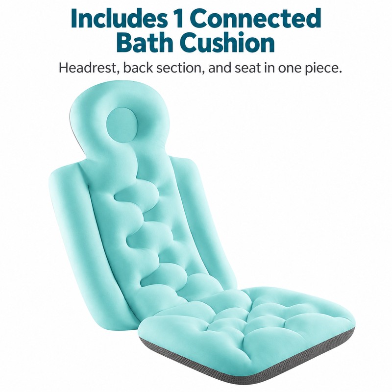 Full-Length Bath Pillow with Attached Seat, Neck & Back Support