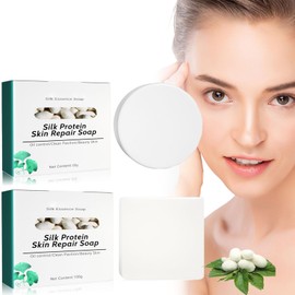 Silk Protein Whitening Soap, Facial Soap, Mild Face Soap, Soap for Face, Brightening Solid Face Soap Against Pimples and Black Spots, Pack of 2