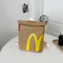 Fashion McDonald's Backpack with Unique Letter Print Starbucks Bag, Comfortable KFC Shoulder Bag for Students, Perfect School Accessory - Color: Khaki Backpack -M