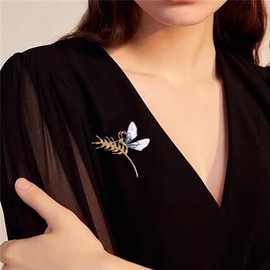 Wheat Ear Butterfly Brooch Animal Butterfly Lapel Pin Crystal Rhinestone Butterfly Brooch Pin Purple Color Butterfly Brooches for For Women Girls Wedding/Banquet/Birthday Party Gold Tone