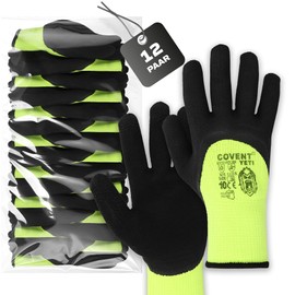 COVENT YETI Winter Work Gloves Men's Size 10 (Set of 12) - Warm Assembly Gloves Category II - EN388 Construction Gloves for Builders, Mechanics and Fitters
