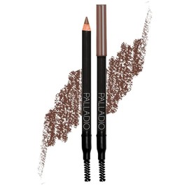 Palladio Lápiz de cejas, Crea Líneas Como Pelos, Rellena Cejas, Cepillo Adjunto Suaviza Trasos de Lápiz, Aspecto Natural, Realza Cejas, Larga Duración, Ultra Preciso, Dark Brown