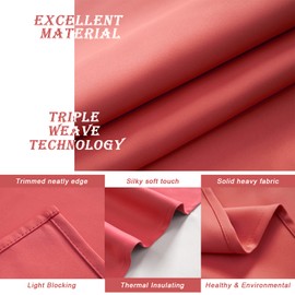 TOAVA DECO Coral Valance Curtains for Bedroom Thermal Insulated Coral Window Valance 18 Inch Length Short Coral Grommet Valances for Windows 1 Panel 52 X 18