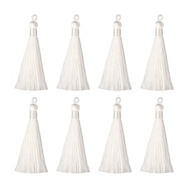sourcing map Bookmark Tassels, 8 Pieces 3.66 Inch Silk Soft Mini Tassel with Bows for Keychain Graduation Handmade DIY Craft Accessories, White