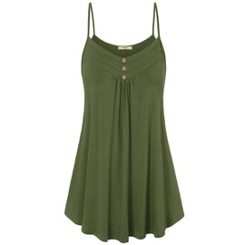 Loose Fitting Tops for Women, Viracy Ladies Spaghetti Strap Dress Swing Camisoles with Built in Bra Summer Dressy Sleeveless Tunic Tee Basic Office Cami Tank Shirts Army Green Xl st patricks day shirt