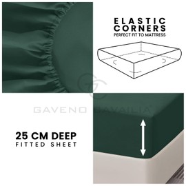 Premium Fitted Sheet King Size Plain Dyed Finest Bedding with Elasticated Corners Dark Green