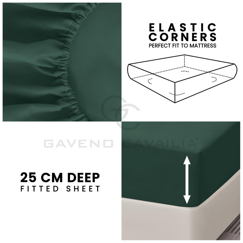 Premium Fitted Sheet King Size Plain Dyed Finest Bedding with