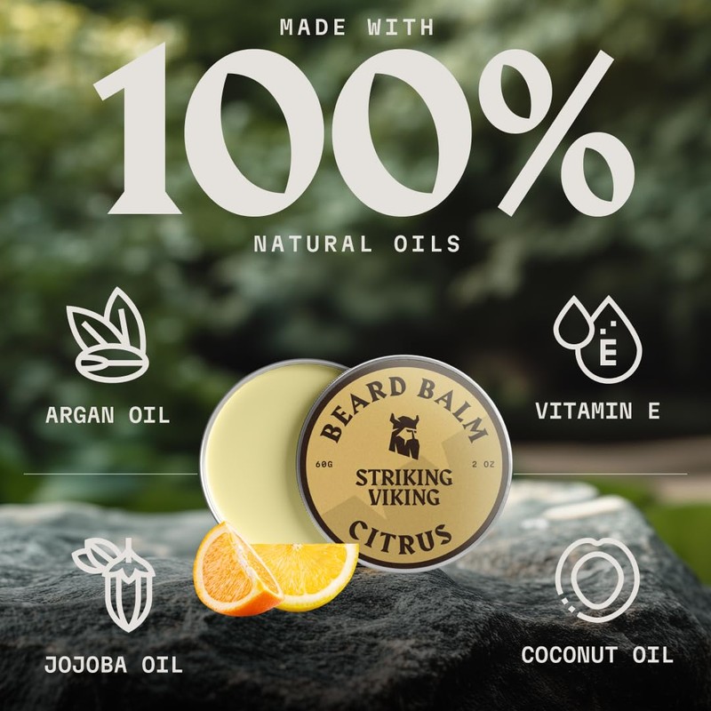 Striking Viking Beard Balm for Men – Light Hold, Citrus,