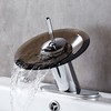 RODDEX Waterfall Bathroom Sink Faucet Unique Brass Modern Circle Brown