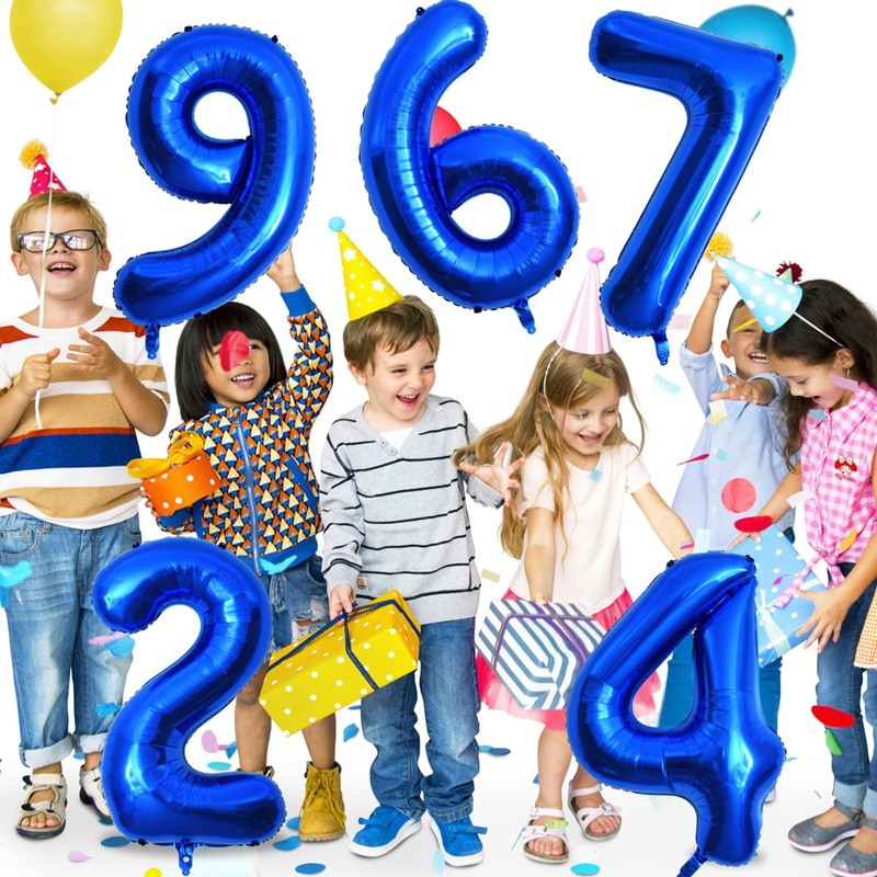 40 Inch Dark Blue Foil Number Balloons, Large 9 Number